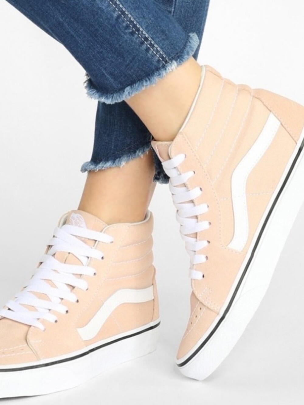 Light Pink High-Top Canvas Vans Sise 8
